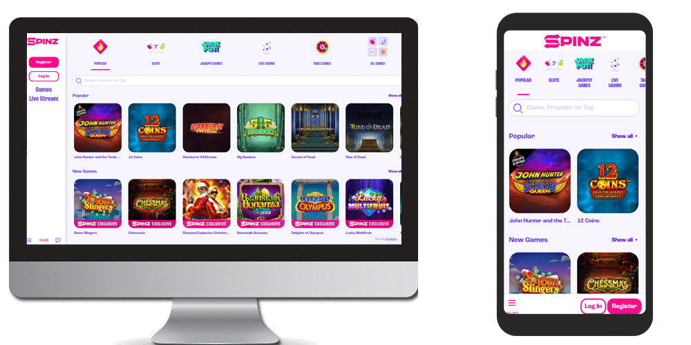 Spinz Casino App Screenshot